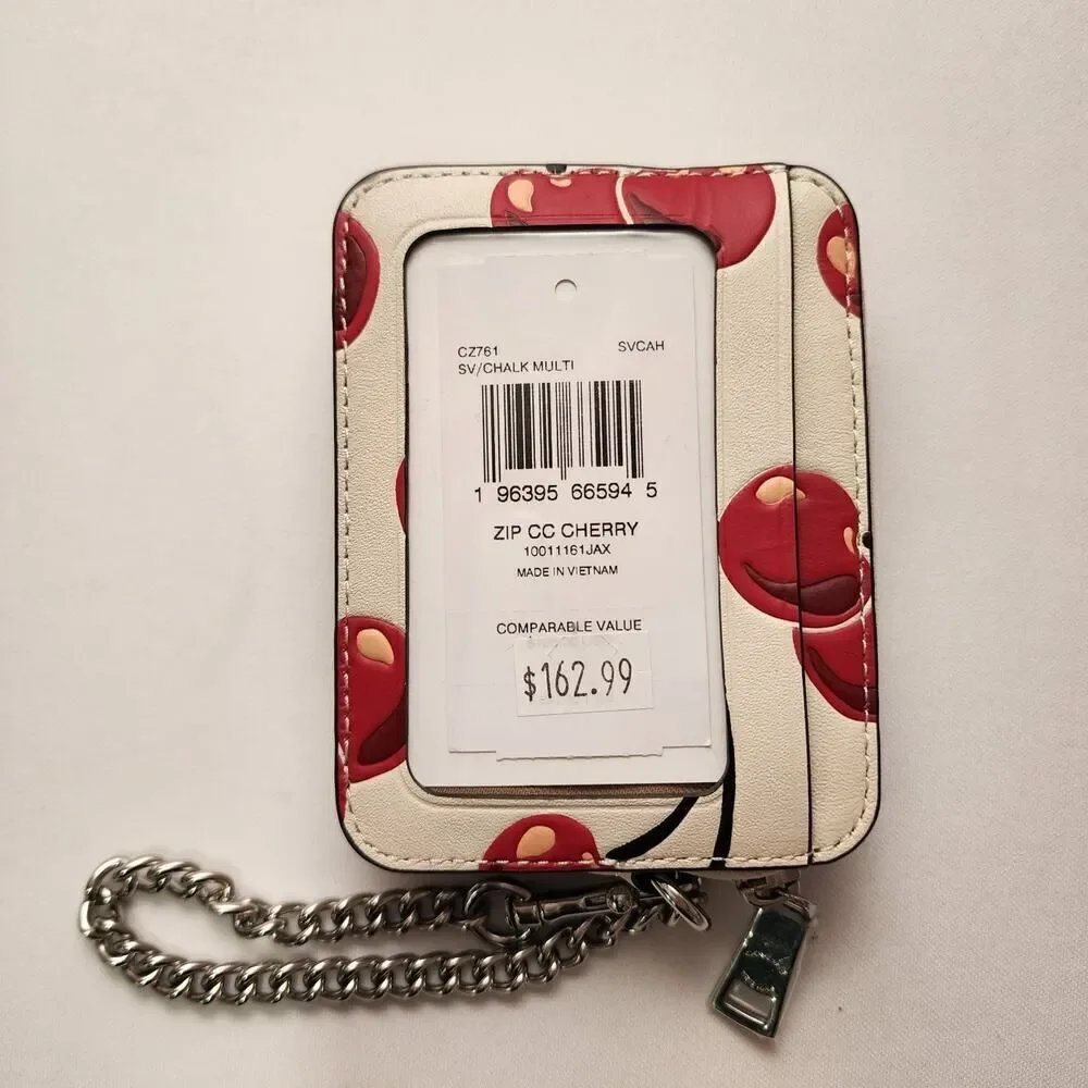 NWT Coach CZ761 Zip Card Case With Cherry Print - Picture 2 of 4